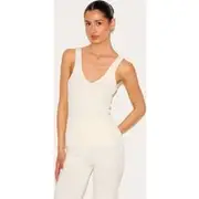 Tall Cream Knitted Ribbed Longline Tank Top, Cream