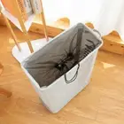 (White)Foldable Laundry Basket Oxford Cloth Easy Install Storage Basket With