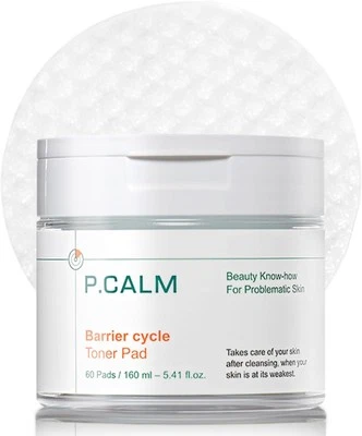 P.CALM Barrier Cycle Toner Pad ? 60 Pads with Centella Asiatica & Papaya Extract