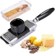 Ginger Grater Tool with Handle Lemon Zester with Catcher Premium Stainless Steel Mini Grater with Container Nutmeg Grinder Kitchen Tools for Mini Garlic Chocolate Vegetables Fruits