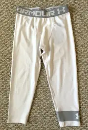 Under Armour Heat Gear Youth 1342627-100 White 3/4 Legging Pants Youth Size S