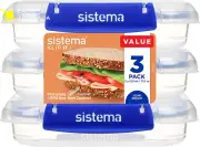 Sistema KLIP IT plus Food Storage Containers | 520 Ml | 3 Piece Airtight Sandwic