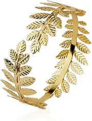 [outret] Arm Cuff Upper Arm Band Cuff Bracelet for Women Simple Coil Open Armlets Bangle Gold Adjustable Armband (Golden Leaves)