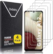 [Didisky] [4 Pack] Tempered Glass Screen Protector for Samsung Galaxy A12 / A13 4G / A13 5G, Anti Scratch, 9H Hardness, No Bubbles, High Definition, Case Friendly, Transparent