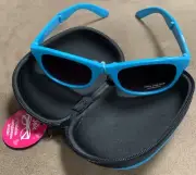 JUSTICE SUNGLASSES FOLDABLE BLUE W/CASE 100% UVA/UVB PROTECTION SUPER CUTE!!