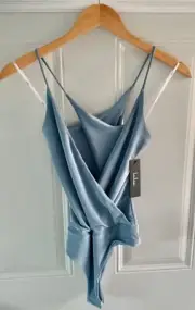 Women's Lulus Light Blue Cross Deep V Plunge Bodysuit Small - New With Tag