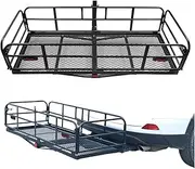 400 Lbs Heavy Duty Hitch Mount Cargo Carrier Folding Cargo Rack Rear Luggage Basket Fits 2" Receiver Compatible for Car SUV Traveling