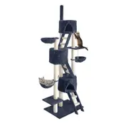 Sir John's Gifts 244 cm Pet Cat Tree Scratching Post Tower House-Dark Grey