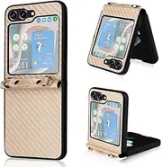 Compatible with Samsung Galaxy Z Flip5 Cover,Compatible with Samsung Galaxy Z Flip5 5G SM-F731 Shockproof PU Leather Slim Fit Case Jin