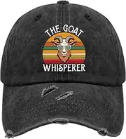 [Generic] Vintage The Goat Whisperer Hat for Women Washed Distressed Baseball Caps Aesthetic Washed Ball Cap Light Weight, Allblack, Allblack, One Size