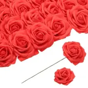25pcs Foam Roses Artificial Flower Fake Roses with Stems, Red