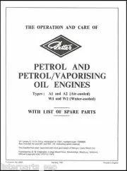 Petter A1 Stationary Engine Manual A1, A2, W1, W2 1951 Onwards Instruction Book