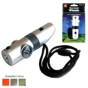7In1 Camping Survival Whistle Compass Thermometer Flashlight Gift