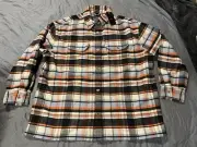 NWT LEVI'S FLANNEL SHIRT JACKET BUTTON DOWN SNAPS SIZE LARGE BLUE ORANGE
