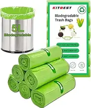 Biodegradable Trash bags【120 PCS】 1.2 Gallon Small Compostable Trash Bags, 5L Compost Food Waste Bin Liner Rubbish Can Liners Garbage Bags for Kitchen Garden Home Office Bedroom – Green 40 x 45cm
