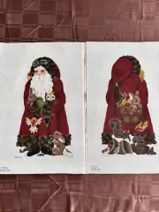 Melissa Shirley 2 Sided Santa w/ Forest Animals Large 11x14 Hand Painted Canvas