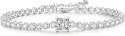 [Fmrose] Moissanite Bracelet,S925 Sterling Silver White Gold Plated Tennis Bracelets for Women Jewelry Wedding-mothers day gifts, 5.11 inches, Metal, moissanite