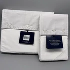 3pc Ralph Lauren Organic Sateen QUEEN FLAT SHEET & PILLOWCASE Set Platinum Gray
