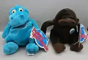 Lot (2) NEW Vintage 1997 Planet Hollywood Beanbag Plush- Bubba Dinosaur & George