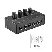 HA400 Stereo Audio Mixer Headphone Amplifier 4 Channel RCA Inputs Separate Volume Controls with Power Adapter US/EU