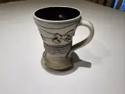 Husby Bob & Cheryl Studio Art Pottery Salt Glazed Abstract Mug