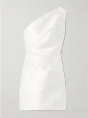 [Solace London] Solace London - Nori One-shoulder Twill Mini Dress - White - UK 12 UK 12 White
