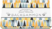 Robert Frederick Backgammon Set, 30 Wooden Checkers, 4 dice & Doubling Cube, 28 x 28cm Bi fold Board, in Patterned Box