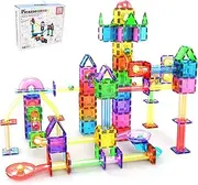 PicassoTiles 70 Piece Marble Run Race Track Magnetic Tiles Magnet Building Block Educational Construction Toy Set Playset STEM Learning Kit Child Brain Development HandEye Coordination Training PTG70