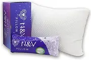N&V Premium Queen Size Pillow for Sleeping - Shredded Memory Foam Fill, Washable Cover from Bamboo Derived Rayon - for Side, Back, Stomach Sleepers - CertiPUR-US Certified