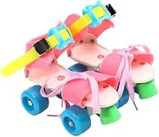 Adjustable Roller Skates for Kids Double Row, Indoor and Outdoor,Four Wheels Quad Skates for Beginner Birthday Gift