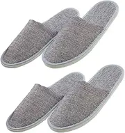 FOMIYES Lightweight Men's Slippers 2 Pairs Disposable Hotel Shoes Grey for Home Travel Spa