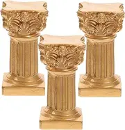 Yardenfun 3pcs Roman Column Candle Holder Pillar Statue Mini Candle Stand Tabletop Decor
