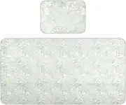 Light Green Luxury Marble Texture Cooling Baby Washable Mattress 28" x 52" Absorbent Bed Pads Washable for Kids, Adult