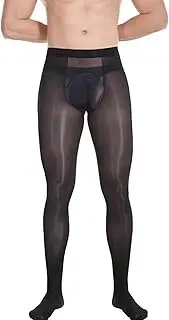 [HTRUIYA] Mens Pantyhose Shiny Mens Sissy Lingerie Sexy Outfits Horizontal Open Crotch Stocking For Men 8D