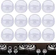 Paifeancodill Stove Knob Covers, 12 Pcs Clear Stove Knob Safety Covers, Universal Oven Knob Lock Security Knob Cover Guards Cooker Switch Protective Cover Lock Stove Protector Kitchen Safety Guard
