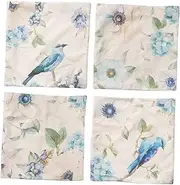 GAROZATION Elegant Hand-Painted Flower Bird Pillow Case Set Linen Pillowslip Cover European Style Decorative