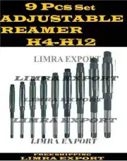 9 Pcs Set Adjustable Hand Reamers A-I, H4-H12, 15/32 to 1-3/16" Inch, 6 Blades