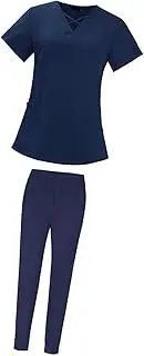 [yuksok] Scrub Set SPA Scrubs 62cm-86cm Elastic Waist Fashion Top Pants Breathable Soft Working Uniform Workwear Scrubs for Yoga Jogger Doctors Nurse