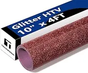 TECKWRAP Burgundy Glitter HTV, Maroon Glitter Iron on Vinyl - 10" x 4FT Maroon HTV for T-Shirt, and Other Clothing Appearance