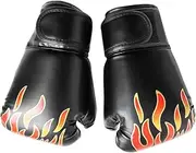 SUPVOX 1Pair Kickboxing Gloves Comfortable PU Training Sparring Gloves for Flame Design Durable Thai Style Boxing Gear for Boys
