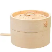 Round Steamed Rack Bamboo Dumpling Steamer Asian Wooden Basket Vegetable