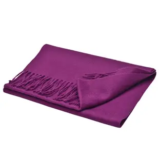 YSL 經典品牌LOGO刺繡羊毛流蘇圍巾(紫色)