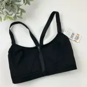 Natori Front Zip Yogi Wire Free Racerback Sports Bra 736050 Black Size 32DD