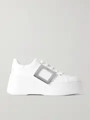 [Roger Vivier] Roger Vivier - Viv' Skate Embellished Leather Sneakers - White - IT42 IT 42 White