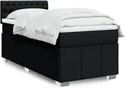 vidaxl - Black King Single Box Spring Bed with headboard and Mattress - Pocket Spring Support - Polyester Fabric - Bedroom Furniture