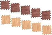 Abaodam 10Pcs Eva Interlocking Wood Grain Floor Mats Soft Puzzle Tiles for Playrooms Gyms Slip Easy to Clean Natural Faux Wood Design