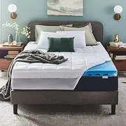 Sleep Innovations 4-inch Plush Support Gel Memory Foam Mattress Topper with Air Channels and Fiberfill, Made in The USA - Queen Size