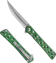FLISSA Folding Knife, 4.5" Folding Pocket Knife, Hollow-out Design Handle, Pocket Knife for Survival, EDC, Camping and Outdoor Activities, Green