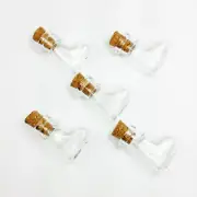 Mini Heart Shape Corked Glass Bottles Vials Charm Kit Pendants 1 inch 5-Pcs