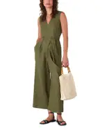 Whistles Petite Belted Seamed Linen Jumpsuit